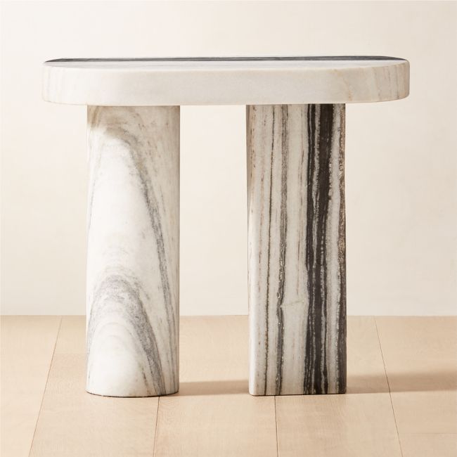 Online Designer Combined Living/Dining Livello White Marble Side Table