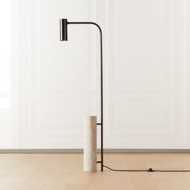 Online Designer Home/Small Office Maestro Travertine Floor Lamp