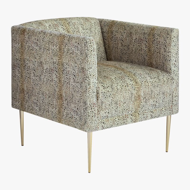 Marais Cheetah Print Velvet Brass Legs Armchair