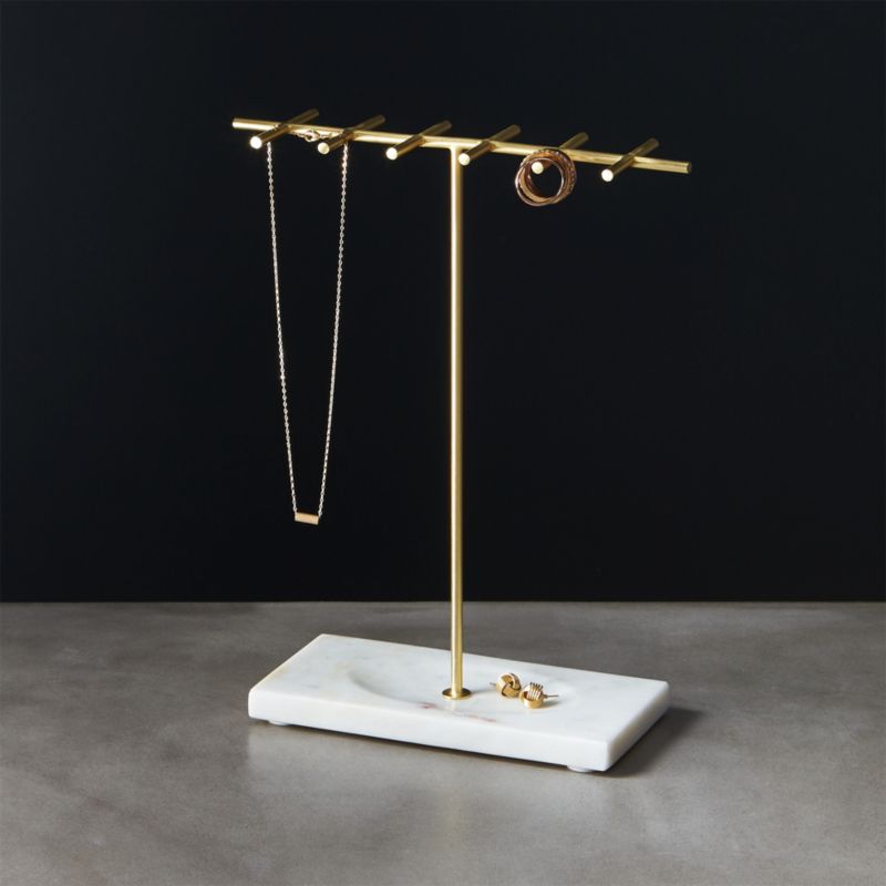 Brass and Marble Jewelry Holder