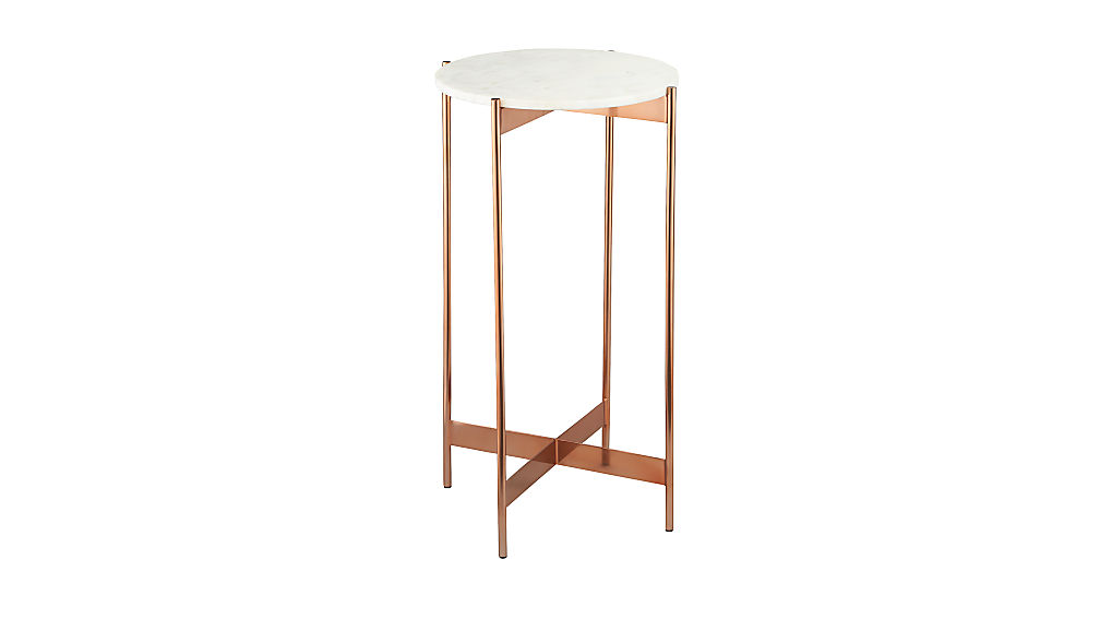 marble-rose gold small pedestal table