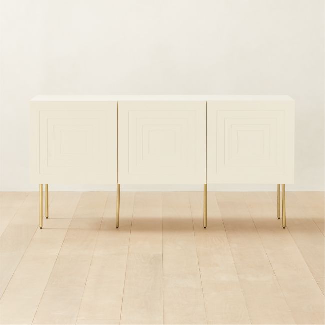 Online Designer Combined Living/Dining Marche Brass and White Wood Media Console