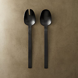 2-piece matte black salad server set