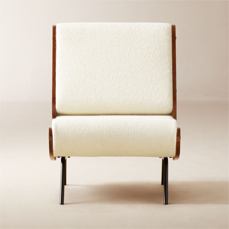 Bozzi Ivory Mongolian Sheepskin Chair and Ottoman Set