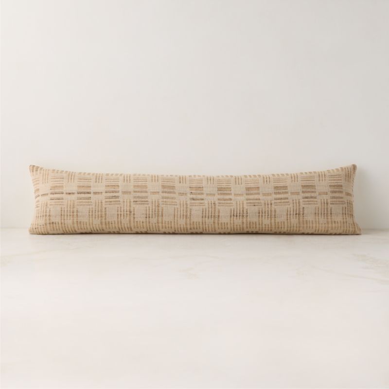 Vesper Brown and Tobacco Linen Lumbar Pillow with Down-Alternative Insert 48"x12"