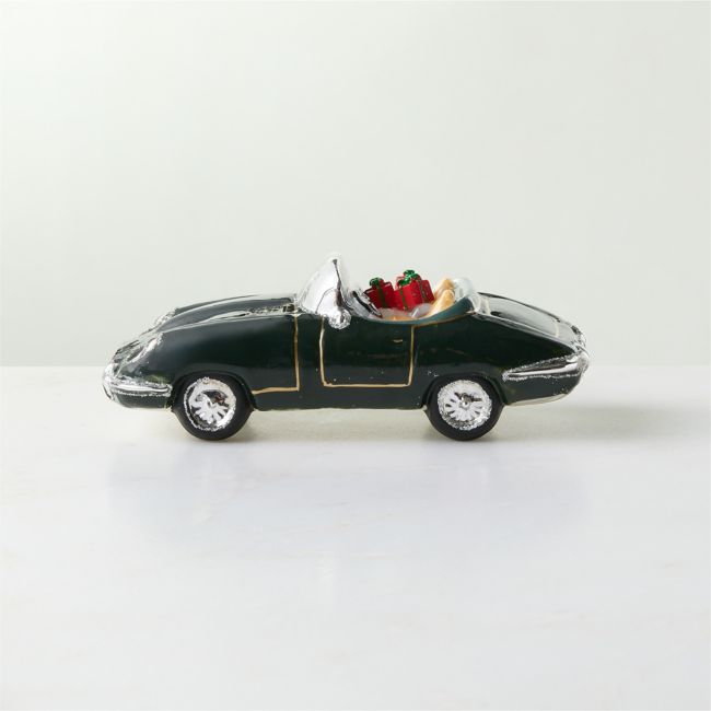 Monte Hand-Painted Green Glass Tabletop Holiday Car Decor