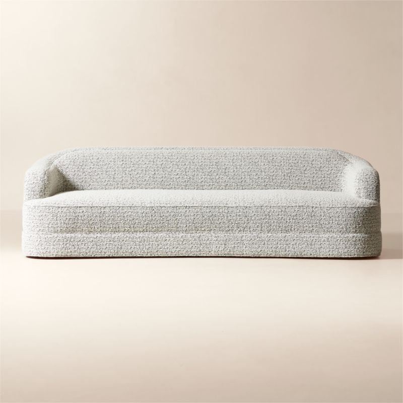 Faible 100" White Performance Deep Depth Fabric Sofa