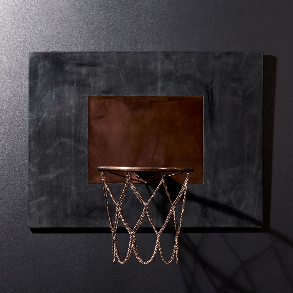 Navy Leather and Copper Basketball Hoop