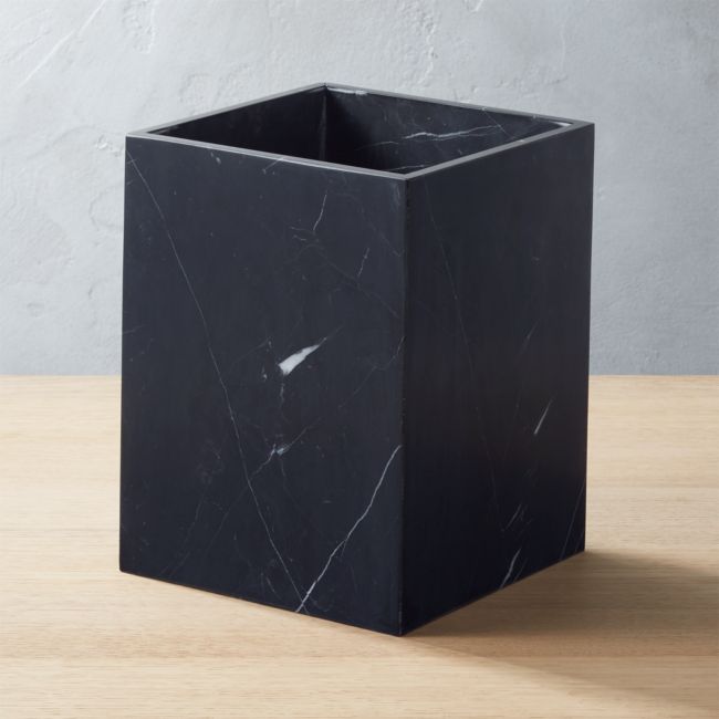Online Designer Bathroom Nexus Black Marble Wastebasket