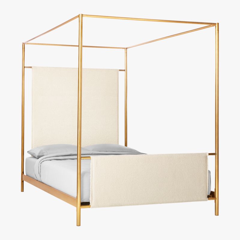 CB2 - January Catalog 2020 - Odessa Shearling Canopy Bed Queen