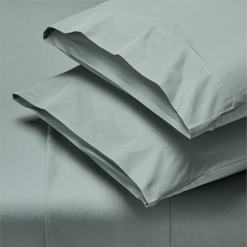 Classic Organic Cotton Percale 400 Thread Light Teal Standard Pillow Shams Set of 2