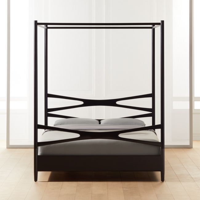 Cb2 black on sale canopy bed