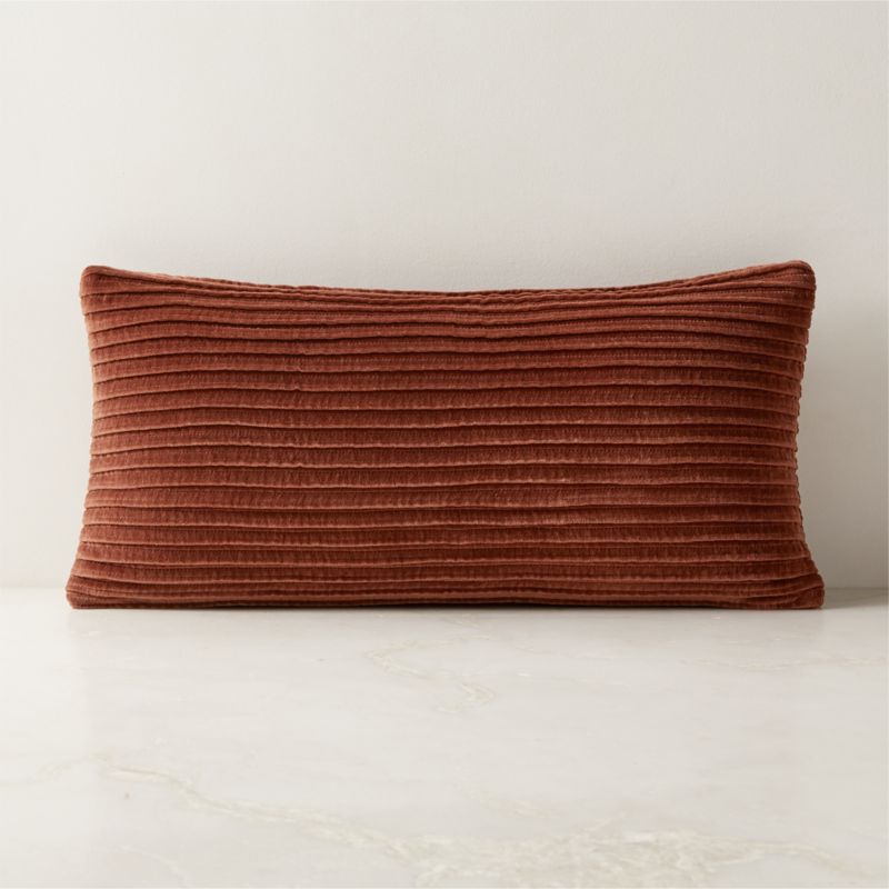 Evie Tawny Brown Velvet Reversible Throw Pillow with Down-Alternative Insert 20"x20"