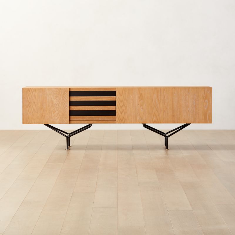 Martinez 85" Acacia and Bronze Metal Credenza