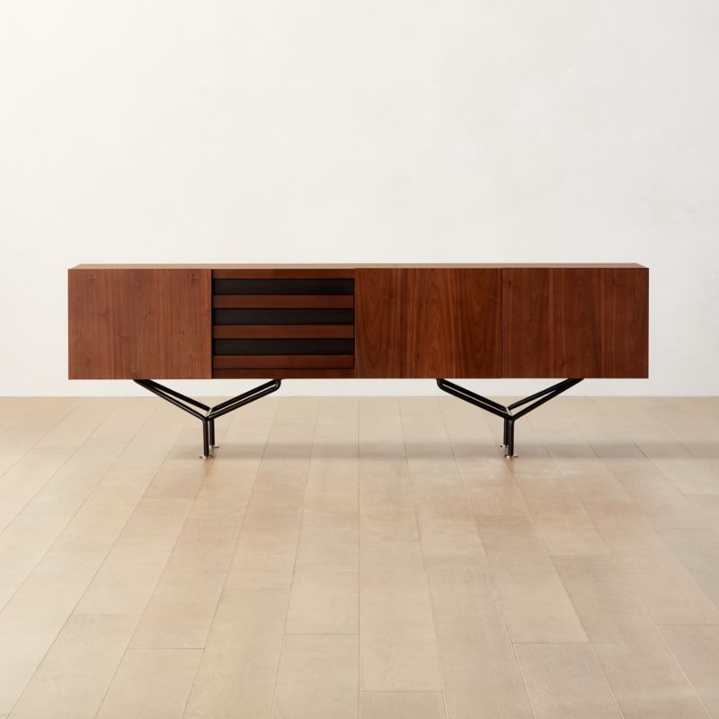 Kibo 83" Steel and Oak Wood Media Console by Kravitz Design