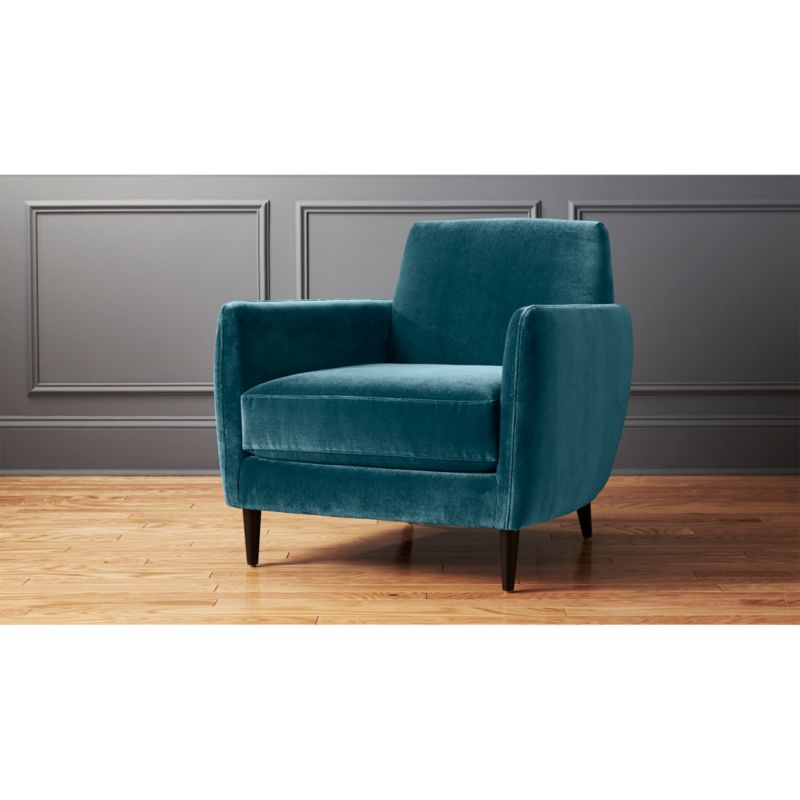 parlour light blue velvet chair | CB2