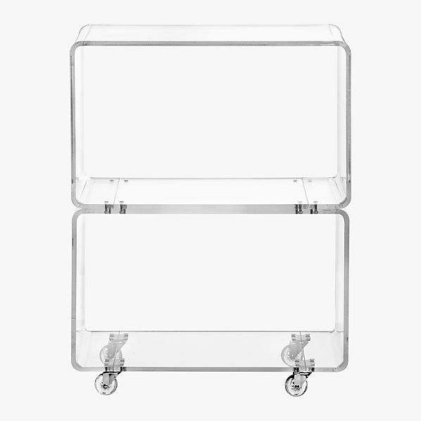 peekaboo clear rolling two shelf in accent tables  CB2