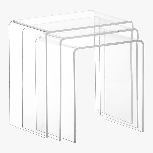 peekaboo clear nesting tables set of three in accent tables  CB2