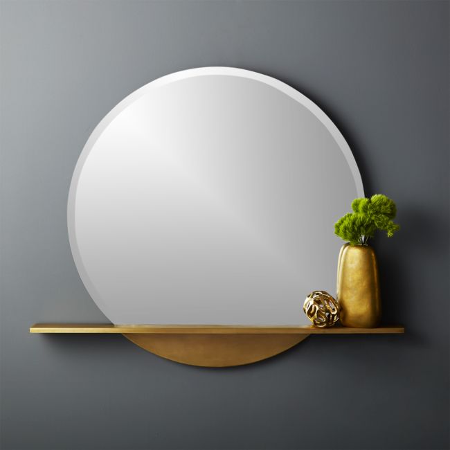 Online Designer Bedroom Perch Round Mirror with Shelf 36