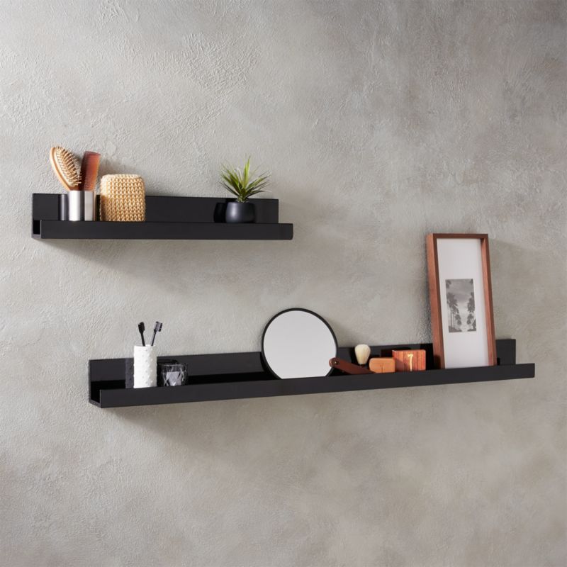 piano black wall shelves | CB2  