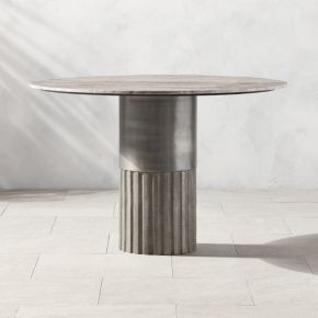 Pillar Travertine Outdoor Dining Table