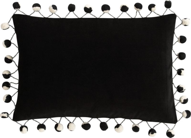 CB2   pom pom black 18x12 pillow  