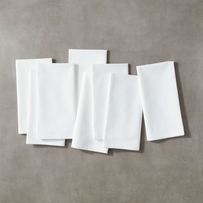 CB2 Poplin White Cloth Napkins Set of 8 White