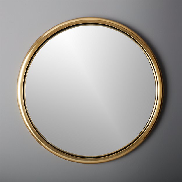 Circle Wall Mirrors 25" porthole gold round wall mirror | cb2 Circle Wall Mirrors 25" porthole gold round wall mirror | cb2