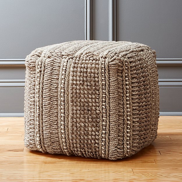 profile wool woven pouf CB2