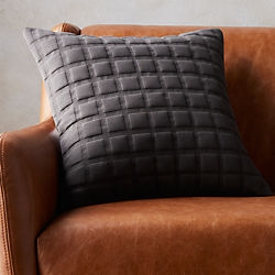 18" quadro quilted grey pillow with down-alternative insert