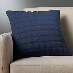 18" quadro quilted navy pillow with down-alternative insert