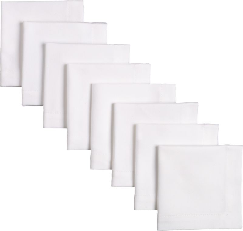 set of 8 restaurant white cocktail napkins | CB2