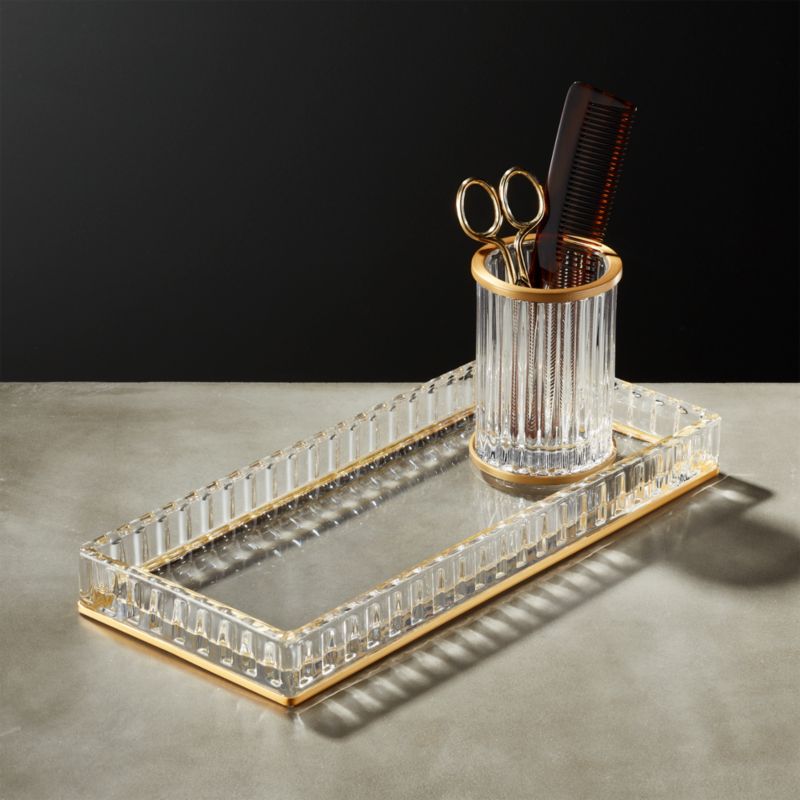 Ribbed Glass Toothbrush Holder