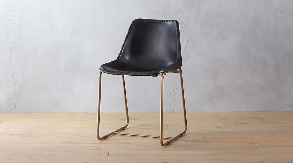 roadhouse black leather dining chair | CB2