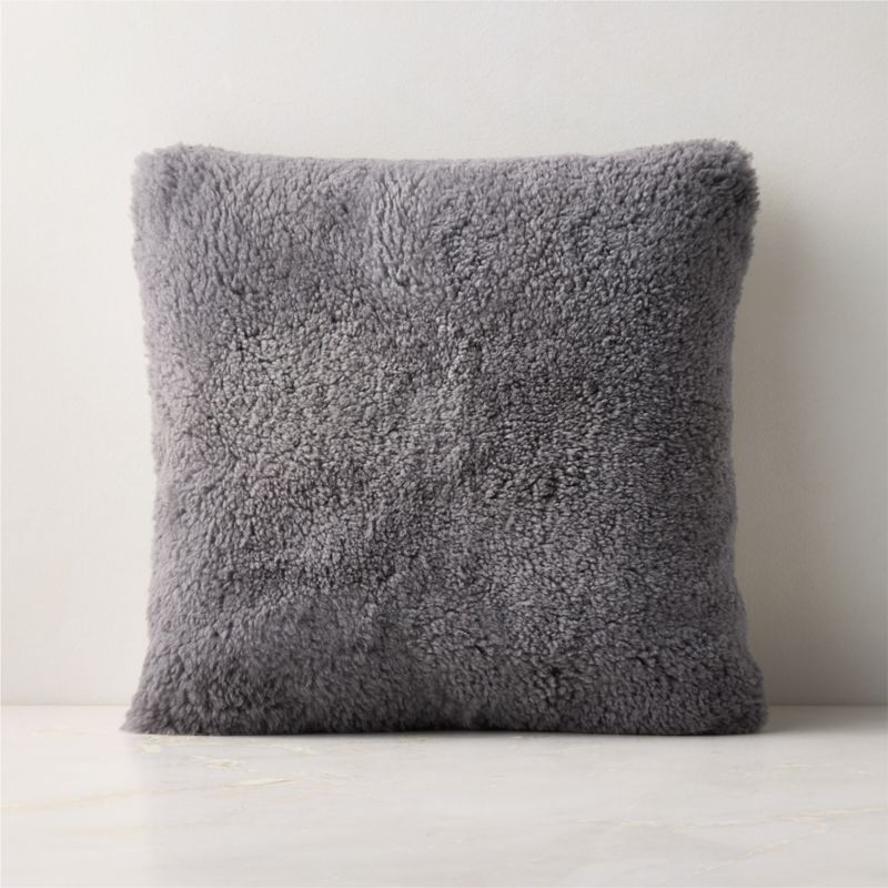Roslin Burgundy Shearling Throw Pillow with Down-Alternative Insert 18"