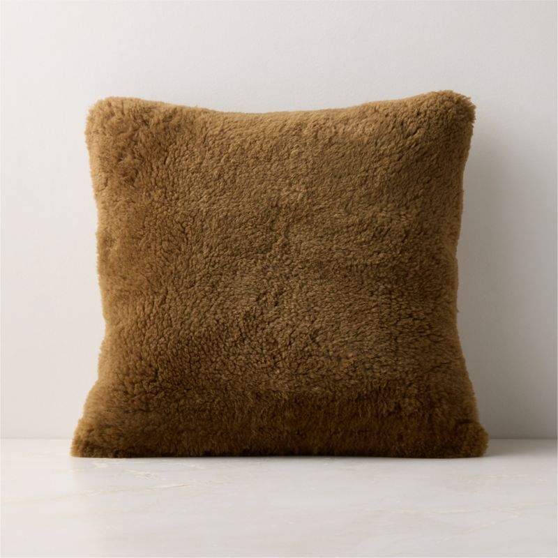 Roslin Burgundy Shearling Throw Pillow with Down-Alternative Insert 18"