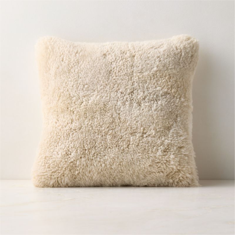 Roslin Burgundy Shearling Throw Pillow with Down-Alternative Insert 18"