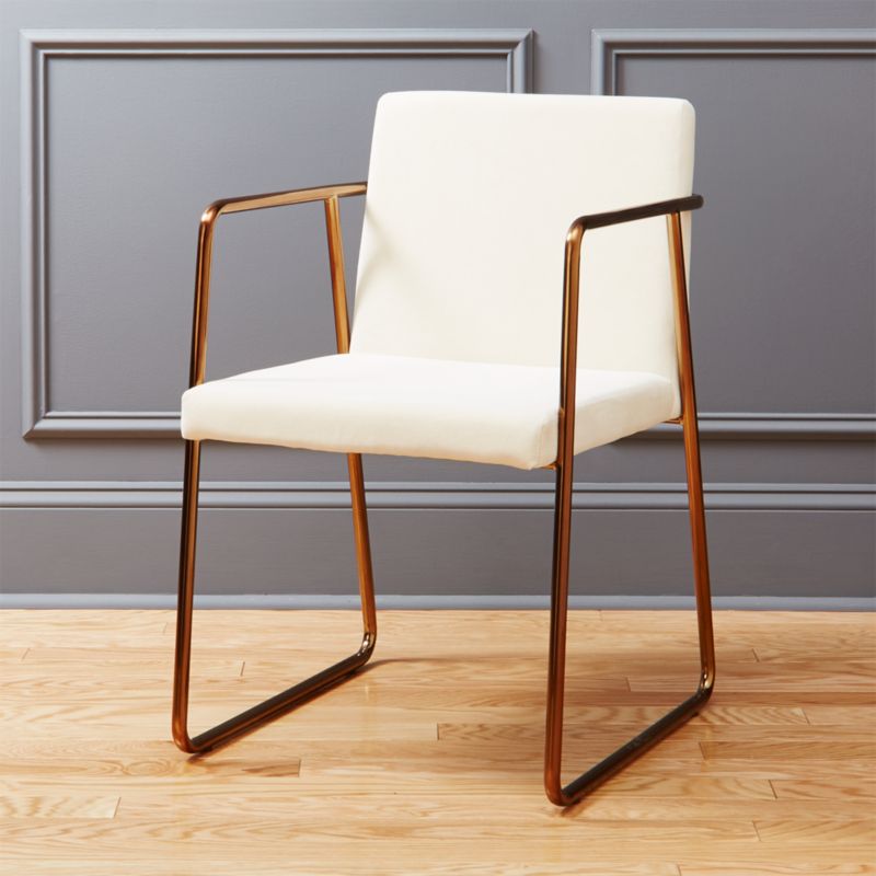 rouka white velvet chair Dale White CB2