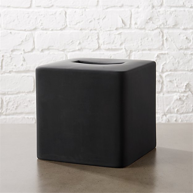 rubber coated black tissue box cover CB2