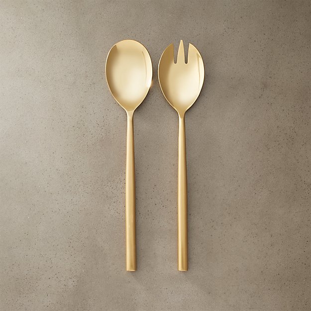 rush gold serving spoons CB2