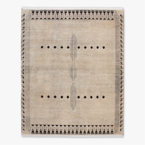 Saffioti Hand-Knotted Warm White New Zealand Wool Area Rug 8'x10'