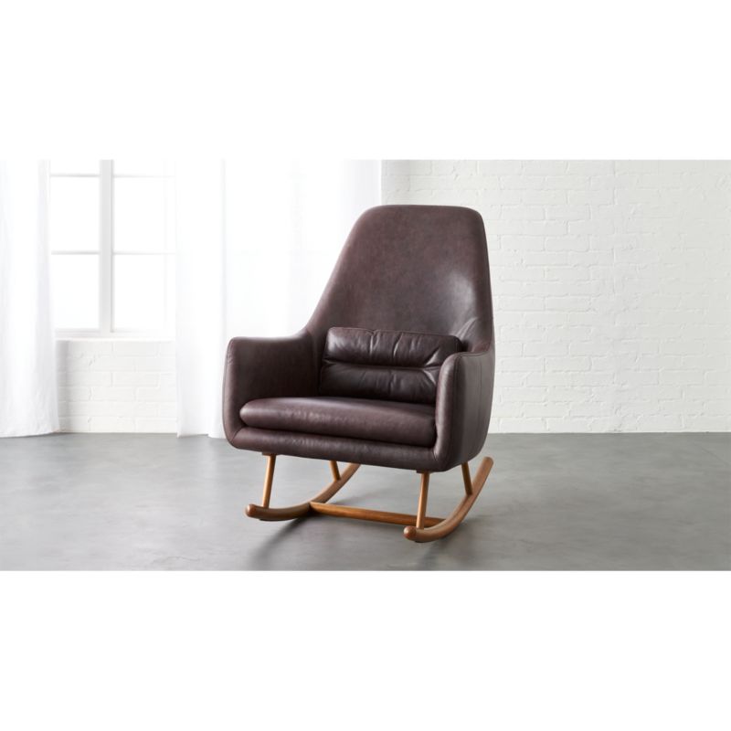 SAIC quantam black leather rocking chair | CB2