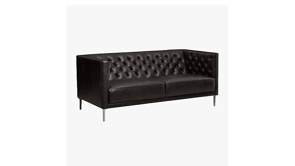 savile black leather tufted apartment sofa