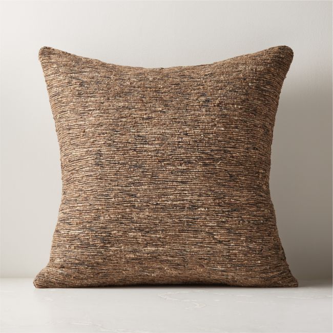 Online Designer Combined Living/Dining Seca Brown Silk Throw Pillow with Feather-Down Insert 20