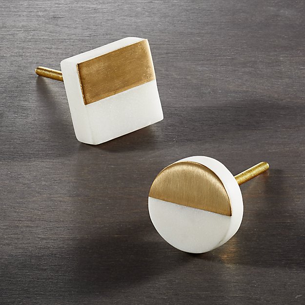 selene white marble knobs | CB2