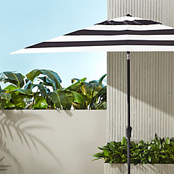 shadow rectangular black and white stripe umbrella shade with pole