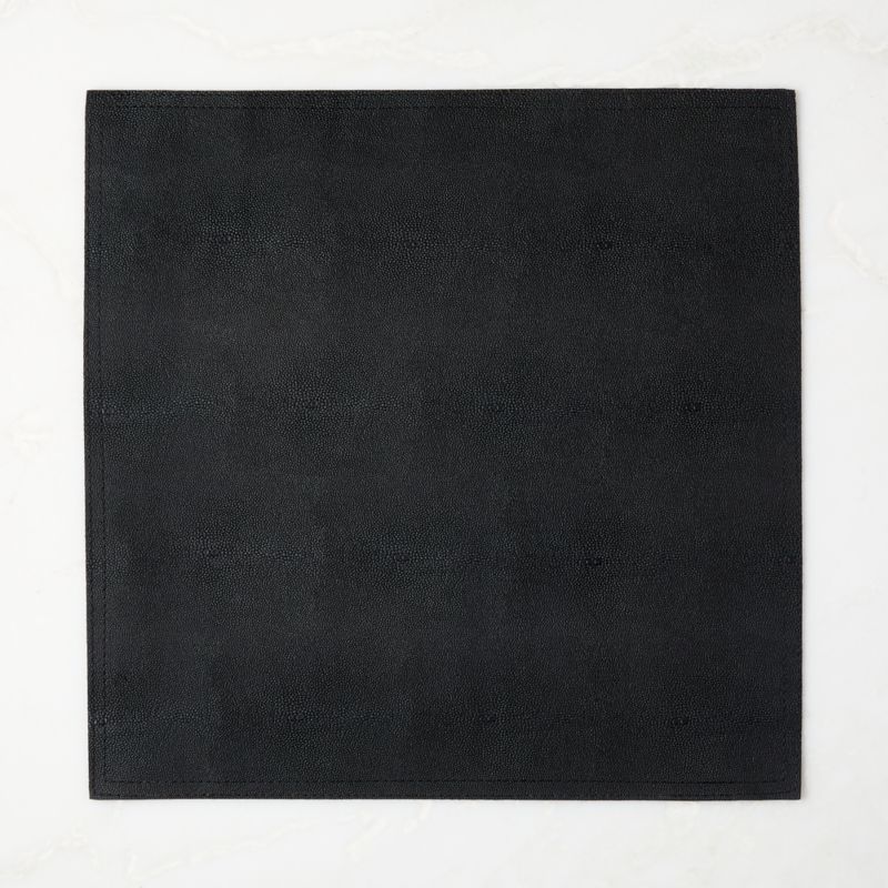 Black Shagreen Faux-Leather Square Placemat