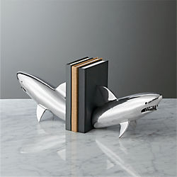 silver shark bookend