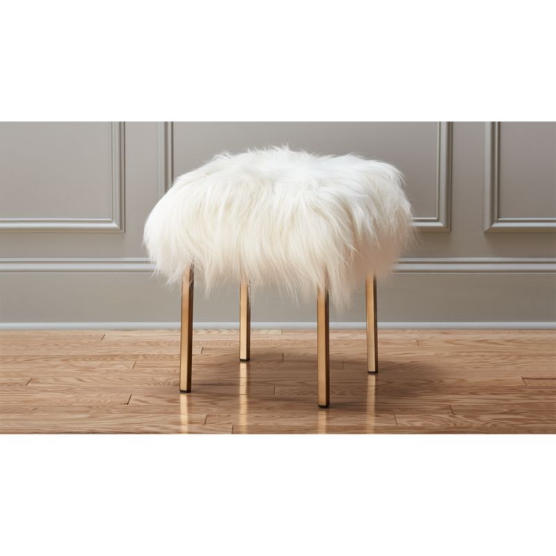 fuzzy sheepskin stool | CB2