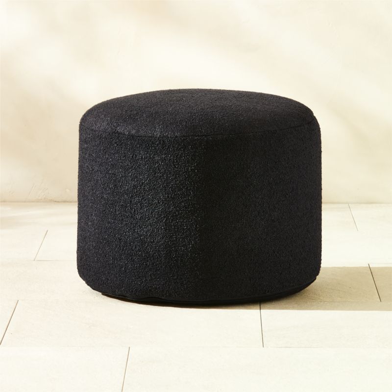 Silves Black Boucle Outdoor Pouf 24